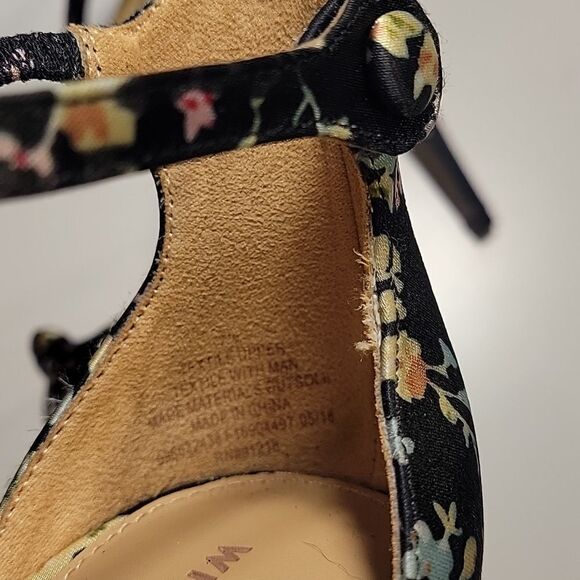 WHO WHAT WEAR HIGH HEEL STILETTOS ANKLE STRAP FLORAL PRINT OPEN TOE SANDAL - Picture 12 of 15